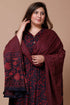 Miravan Womens Plus Size Maroon Printed Cotton Anarkali Kurta and Dupatta