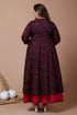 Miravan Womens Plus Size Maroon Printed Cotton Anarkali Kurta and Dupatta
