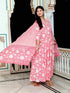 Miravan Womens Pink Cotton Floral Print Anarkali Kurta With Dupatta