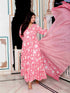 Miravan Womens Pink Cotton Floral Print Anarkali Kurta With Dupatta