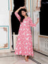 Miravan Womens Pink Cotton Floral Printed Anarkali Kurta