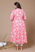 Miravan Womens Pink Plus Size Cotton Floral Printed Anarkali Kurta