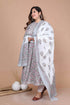 Miravan Womens Plus Size Blue Printed With Gota Patti Work Anarkali Kurta With Dupatta
