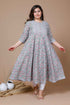 Miravan Womens Plus Size Blue Ethnic Motifs Gotta Patti Pure Cotton Anarkali Kurta