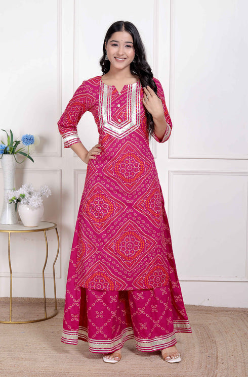 Miravan Womens Embellished ethnic cotton Kurta with palazzo