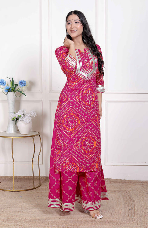 Miravan Womens Embellished ethnic cotton Kurta with palazzo