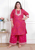 Miravan Plus Size Womens Embellished ethnic cotton Kurta with palazzo