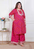 Miravan Plus Size Womens Embellished ethnic cotton Kurta with palazzo