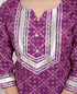 Miravan Magenta Embroidered cotton Kurta with Palazzo and Dupatta