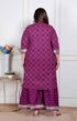 Miravan Plus Size Women cotton Magenta gota work Kurta with Flared Palazzo