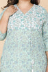 Miravan Womens Plus Size Green Floral Printed Cotton Kurta With Palazzo Set