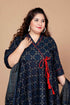 Miravan WomenS Plus Size Abstract Printed and Tasseles Angrakha Kurta With Blue Dupatta Set