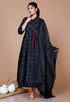 Miravan WomenS Abstract Printed and Tasseles Angrakha Kurta With Blue Dupatta Set