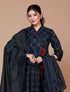 Miravan WomenS Abstract Printed and Tasseles Angrakha Kurta With Blue Dupatta Set