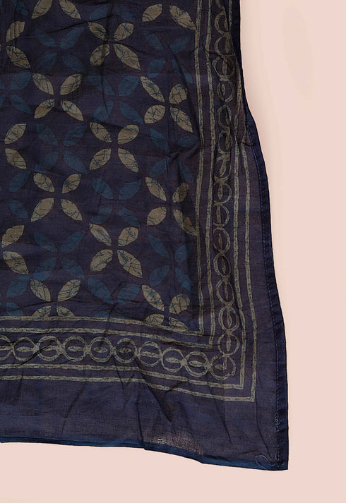 Miravan WomenS Plus Size Abstract Printed and Tasseles Angrakha Kurta With Blue Dupatta Set
