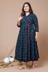 Miravan Womens Plus Size Navy Blue Printed Angrakha Kurta
