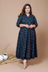 Miravan Womens Plus Size Navy Blue Printed Angrakha Kurta