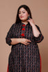 Miravan Womens Plus Size Black Printed Pure Cotton Kurta With Skirt