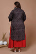 Miravan Womens Plus Size Black Printed Pure Cotton Kurta With Skirt