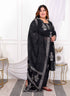 Miravan Womens Plus Size Cotton Gota Patti Black Floral Printed Straight Kurta Palazzo With Dupatta Set