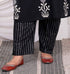 Miravan Womens Plus Size Cotton Gota Patti Black Floral Printed Straight Kurta Palazzo With Dupatta Set