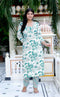 Miravan Womens Light Green Scenic Birds And Leaf Straight Pakistani Style Kurta And Palazzo