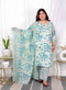 Miravan Womens Plus Size Cotton Light Green Scenic Birds And Leaf Floral Printed Straight Pakistani Style Suit Set