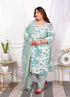 Miravan Womens Plus Size Cotton Light Green Scenic Birds And Leaf Floral Printed Straight Pakistani Style Suit Set