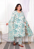 Miravan Womens Plus Size Cotton Light Green Scenic Birds And Leaf Floral Printed Straight Pakistani Style Suit Set