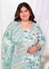 Miravan Womens Plus Size Cotton Light Green Scenic Birds And Leaf Floral Printed Straight Pakistani Style Suit Set