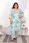 Miravan Womens Plus Size Cotton Light Green Scenic Birds And Leaf Floral Printed Straight Pakistani Style Kurta And Palazzo