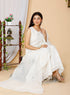 Miravan Womens Beige Embroidered Chikankari Cotton Kurti and Sharara With Dupatta
