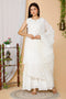 Miravan Womens Beige Embroidered Chikankari Cotton Kurti and Sharara With Dupatta