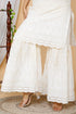 Miravan Womens Beige Embroidered Chikankari Cotton Kurti and Sharara With Dupatta