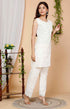 Miravan Womens Beige Floral Embroidered Pure Cotton Sleevless Kurti