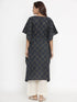 Miravan Womens Applique Printed Cotton Kaftan Kurta