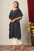 Miravan Womens Blue Floral Printed Cotton Kaftan Kurta