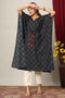 Miravan Womens Blue Floral Printed Cotton Kaftan Kurta
