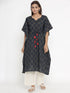Miravan Womens Applique Printed Cotton Kaftan Kurta