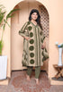 Miravan Womens Polka Dot Printed V Neck Kurta with Palazzo and Dupatta Set