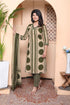 Miravan Womens Polka Dot Printed V Neck Kurta with Palazzo and Dupatta Set