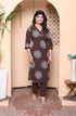 Miravan Womens Brown Animal Printed Kurta with Palazzo