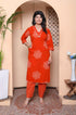 Miravan Womens Orange Floral Print Straight Kurta with Palazzo