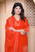 Miravan Womens floral printed Straight Fit Kurta with Palazzo and Dupatta Orange