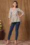 Miravan Womens Beige Printed Short Top