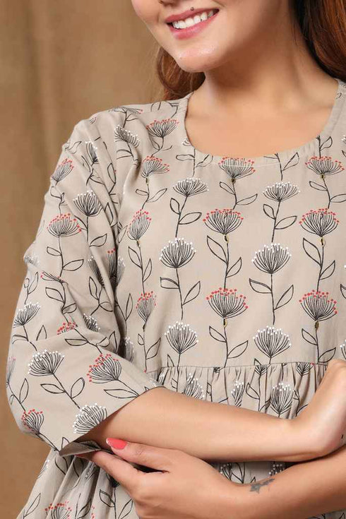 Miravan Womens Beige Printed Short Top