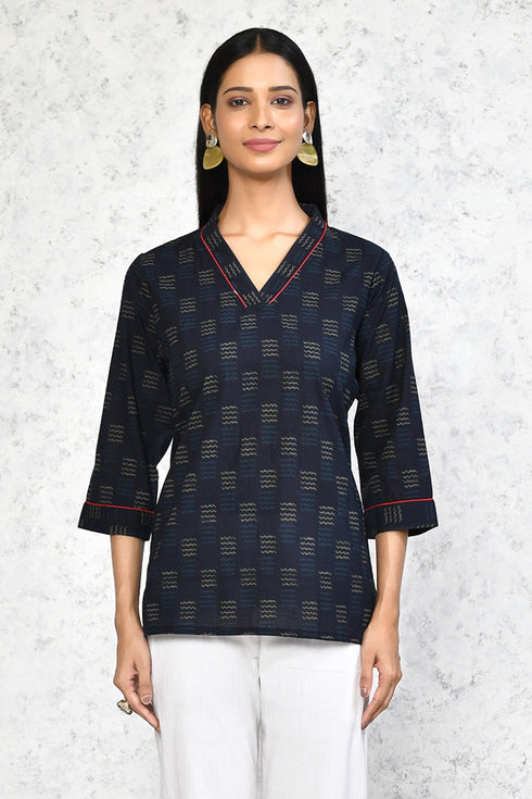 Miravan Womens Blue Printed Indigo Tunic