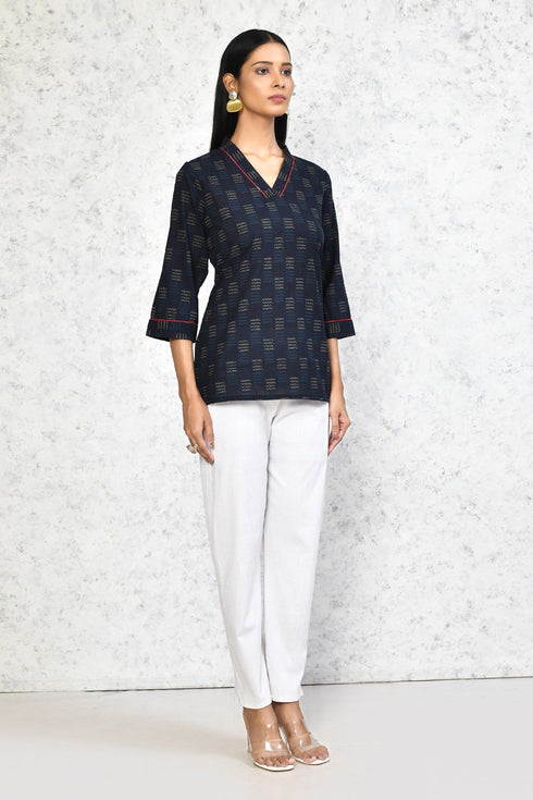 Miravan Womens Blue Printed Indigo Tunic