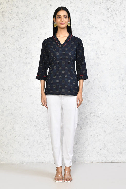 Miravan Womens Blue Printed Indigo Tunic