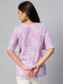 Miravan Womens Lavender Coloured Bell Sleeve Floral Print Kurti